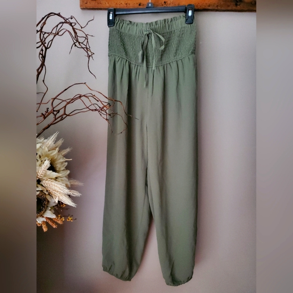NWTS High Waist Bohemian Style Olive Green Pants